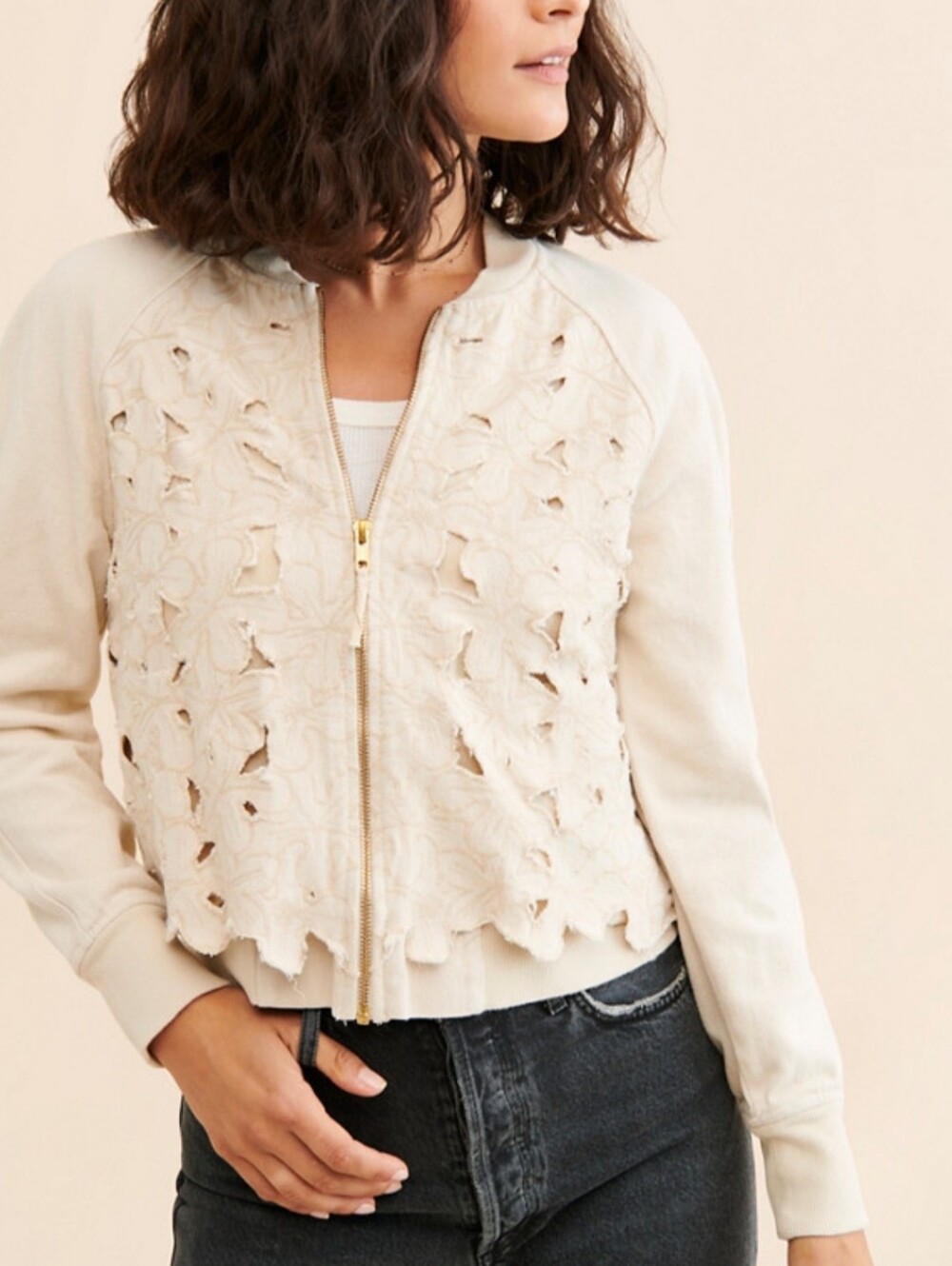 Anthropologie Nina Embroidered Bomber Jacket
